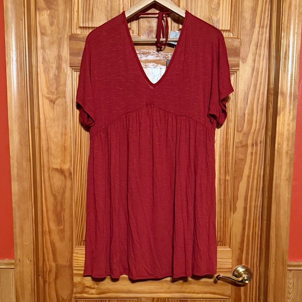 Olivia Rae Deep Red V-Neck Tunic